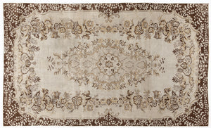 Beige Over Dyed Vintage Rug 5'5'' x 8'11'' ft 165 x 271 cm