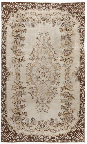 Beige Over Dyed Vintage Rug 5'5'' x 8'11'' ft 165 x 271 cm