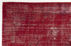 Red Over Dyed Vintage Rug 6'0'' x 10'6'' ft 183 x 319 cm
