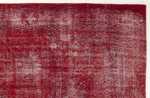 Red Over Dyed Vintage Rug 6'0'' x 10'6'' ft 183 x 319 cm