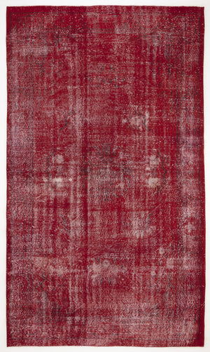 Red Over Dyed Vintage Rug 6'0'' x 10'6'' ft 183 x 319 cm