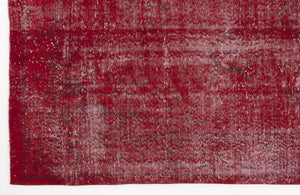 Red Over Dyed Vintage Rug 6'0'' x 10'6'' ft 183 x 319 cm