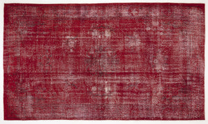 Red Over Dyed Vintage Rug 6'0'' x 10'6'' ft 183 x 319 cm