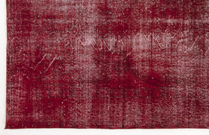 Red Over Dyed Vintage Rug 6'2'' x 9'11'' ft 187 x 301 cm