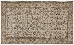 Beige Over Dyed Vintage Rug 5'5'' x 9'0'' ft 164 x 275 cm
