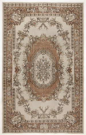 Beige Over Dyed Vintage Rug 6'2'' x 9'10'' ft 187 x 300 cm