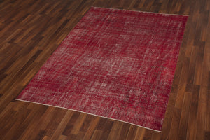 Red Over Dyed Vintage Rug 7'1'' x 10'3'' ft 217 x 313 cm