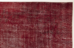 Red Over Dyed Vintage Rug 7'1'' x 10'3'' ft 217 x 313 cm