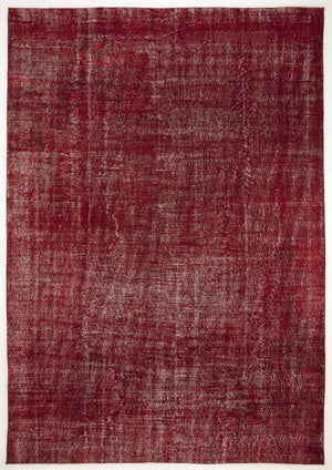 Red Over Dyed Vintage Rug 7'1'' x 10'3'' ft 217 x 313 cm