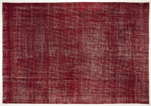 Red Over Dyed Vintage Rug 7'1'' x 10'3'' ft 217 x 313 cm