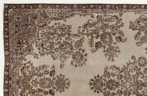 Beige Over Dyed Vintage Rug 5'4'' x 8'12'' ft 162 x 274 cm