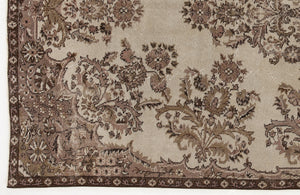Beige Over Dyed Vintage Rug 5'4'' x 8'12'' ft 162 x 274 cm