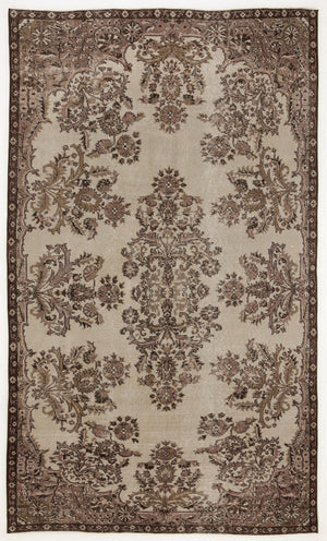 Beige Over Dyed Vintage Rug 5'4'' x 8'12'' ft 162 x 274 cm