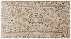 Beige Over Dyed Vintage Rug 4'12'' x 9'2'' ft 152 x 280 cm