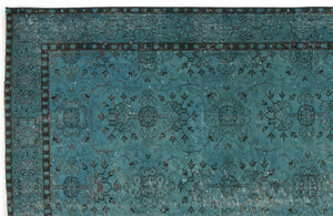 Turquoise  Over Dyed Vintage Rug 5'1'' x 8'12'' ft 154 x 274 cm
