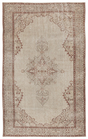 Beige Over Dyed Vintage Rug 5'5'' x 8'11'' ft 165 x 271 cm
