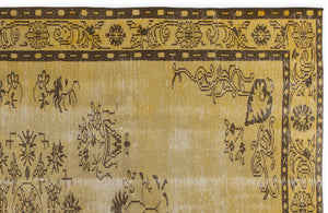 Yellow Over Dyed Vintage Rug 5'10'' x 8'11'' ft 178 x 271 cm