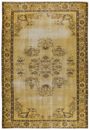 Yellow Over Dyed Vintage Rug 5'10'' x 8'11'' ft 178 x 271 cm