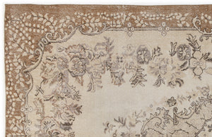 Beige Over Dyed Vintage Rug 6'1'' x 9'10'' ft 186 x 300 cm