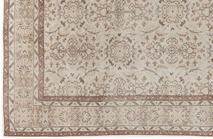 Beige Over Dyed Vintage Rug 5'8'' x 9'5'' ft 172 x 287 cm