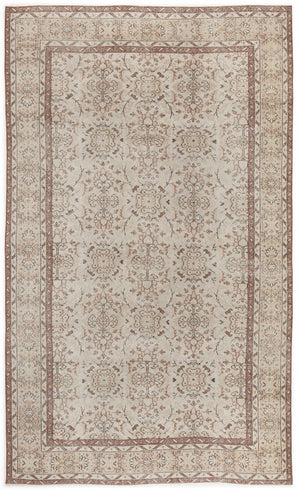 Beige Over Dyed Vintage Rug 5'8'' x 9'5'' ft 172 x 287 cm