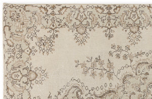 Beige Over Dyed Vintage Rug 5'8'' x 9'3'' ft 172 x 283 cm