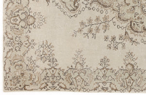Beige Over Dyed Vintage Rug 5'8'' x 9'3'' ft 172 x 283 cm