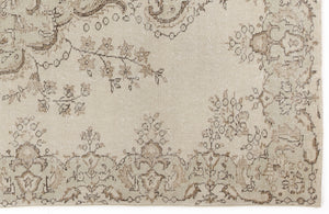 Beige Over Dyed Vintage Rug 5'8'' x 9'3'' ft 172 x 283 cm