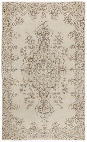 Beige Over Dyed Vintage Rug 5'8'' x 9'3'' ft 172 x 283 cm