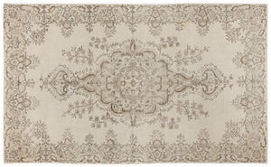 Beige Over Dyed Vintage Rug 5'8'' x 9'3'' ft 172 x 283 cm