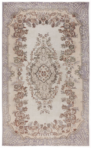 Beige Over Dyed Vintage Rug 5'7'' x 9'5'' ft 171 x 287 cm