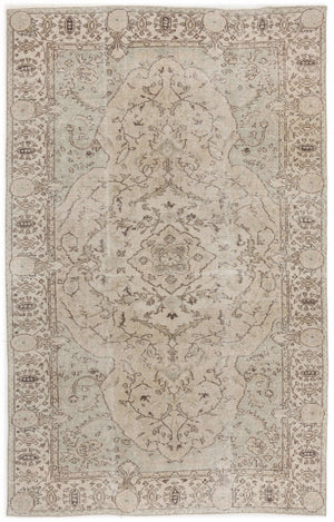 Beige Over Dyed Vintage Rug 5'5'' x 8'8'' ft 164 x 263 cm