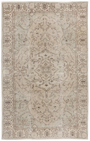 Beige Over Dyed Vintage Rug 5'5'' x 8'8'' ft 164 x 263 cm