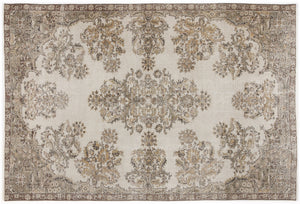 Beige Over Dyed Vintage Rug 6'5'' x 9'7'' ft 195 x 293 cm