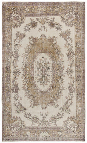 Beige Over Dyed Vintage Rug 5'10'' x 9'9'' ft 177 x 297 cm