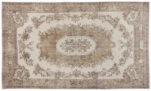 Beige Over Dyed Vintage Rug 5'10'' x 9'9'' ft 177 x 297 cm