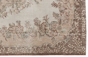 Beige Over Dyed Vintage Rug 6'2'' x 9'5'' ft 188 x 287 cm