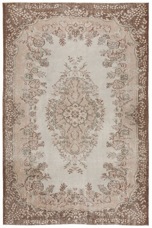 Beige Over Dyed Vintage Rug 6'2'' x 9'5'' ft 188 x 287 cm