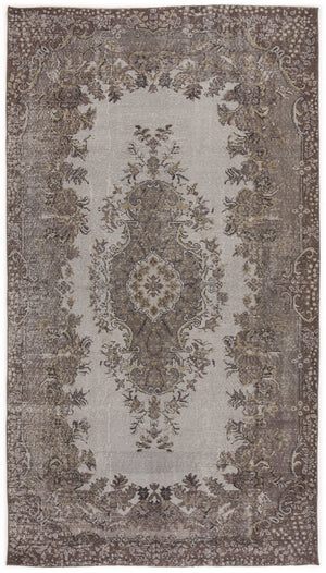 Beige Over Dyed Vintage Rug 5'4'' x 9'7'' ft 162 x 292 cm