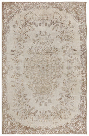 Beige Over Dyed Vintage Rug 5'5'' x 8'8'' ft 165 x 265 cm