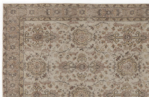 Beige Over Dyed Vintage Rug 3'8'' x 6'8'' ft 112 x 204 cm
