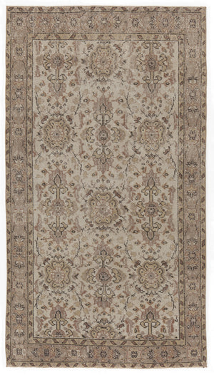 Beige Over Dyed Vintage Rug 3'8'' x 6'8'' ft 112 x 204 cm