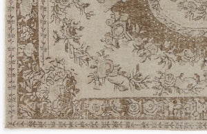 Beige Over Dyed Vintage Rug 6'1'' x 9'3'' ft 185 x 281 cm