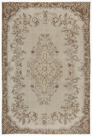 Beige Over Dyed Vintage Rug 6'1'' x 9'1'' ft 186 x 276 cm