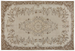 Beige Over Dyed Vintage Rug 6'1'' x 9'1'' ft 186 x 276 cm