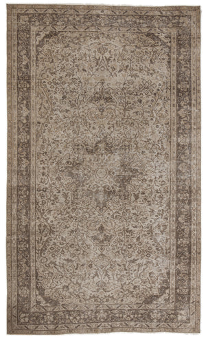 Beige Over Dyed Vintage Rug 5'3'' x 10'6'' ft 160 x 320 cm