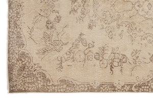 Beige Over Dyed Vintage Rug 5'7'' x 8'12'' ft 170 x 274 cm