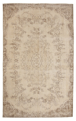 Beige Over Dyed Vintage Rug 5'7'' x 8'12'' ft 170 x 274 cm