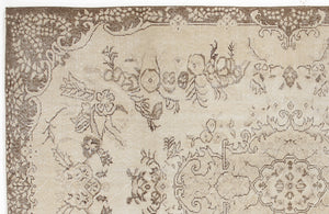Beige Over Dyed Vintage Rug 5'7'' x 8'10'' ft 169 x 268 cm