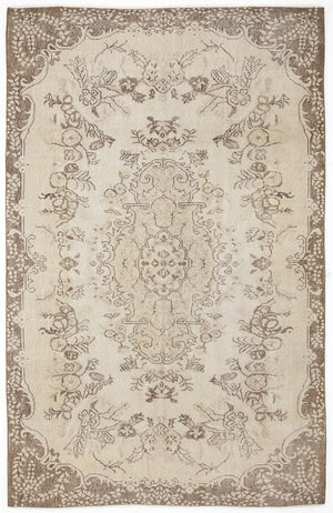 Beige Over Dyed Vintage Rug 5'7'' x 8'10'' ft 169 x 268 cm